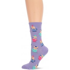 HotSox Womens Teacup Pig Socks, Lavender, 1 Pair, Womens Shoe Size 4-10
