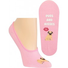 HotSox Womens Pugs and Kisses Socks, Petal Pink, 1 Pair, Womens Shoe 4-10
