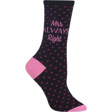 HotSox Womens Mrs. Always Right Socks, Black, 1 Pair, Womens Shoe 4-10