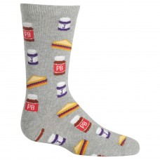 Hot Sox Girls' Big Food Novelty Casual Crew Socks, peanut butter And Jelly (Grey Heather), Medium/Large Youth