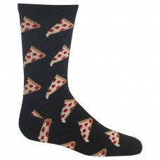 Hot Sox Boys' Big Food Novelty Casual Crew Socks, Pizza (black), Medium/Large Youth