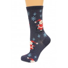 Hot Socks Skating Santas Women's Socks 1 Pair, Denim Heath, Women's Shoe Size 9-11