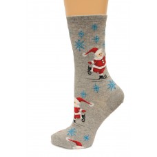 Hot Socks Skating Santas Women's Socks 1 Pair, Sweatshirt Grey, Women's Shoe Size 9-11