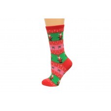 Hot Sox Santa Fairisle Crew Socks, One Size, Red