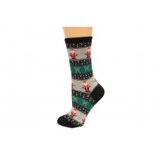 Hot Socks Santa Fairisle Women's Socks 1 Pair, Black, Women's Shoe Size 9-11