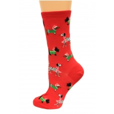 Hot Sox Women's Holiday Fun Novelty Crew Socks, Christmas Dogs (Red), Shoe Size: 4-10