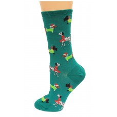 Hot Sox Women's Holiday Fun Novelty Crew Socks, Christmas Dogs (forest Green), Shoe Size: 4-10