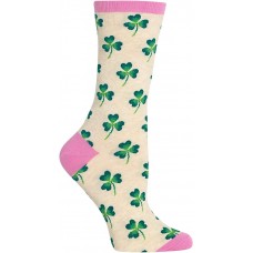 HotSox Womens Clover Socks, Oatmeal Heather, 1 Pair, Womens Shoe 4-10