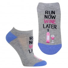 Hot Sox Women's Play on Words Novelty Ankle Socks, ruin Now Wine Later (Sweatshirt Grey Heather), Shoe Size: 4-10