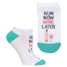Hot Sox Women's Play on Words Novelty Ankle Socks, ruin Now Wine Later (White), Shoe Size: 4-10