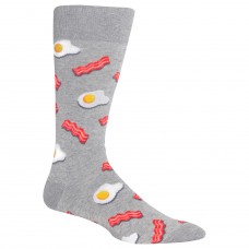 Hot Sox Eggs and Bacon Crew Socks, 1 Pair, Sweatshirt Grey Heather, Men's 6-12.5 Shoe