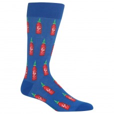 Hot Sox Men's Food and Booze Novelty Casual Crew Socks, Hot sauce (Blue), Shoe Size: 6-12