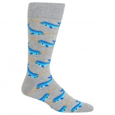 Hot Sox Narwhal Crew Socks, 1 Pair, Sweatshirt Heather Grey, Men's 6-12.5