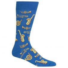 Hot Sox Jazz Instruments Crew Socks, 1 Pair, Blue, Men's 6-12.5