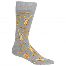 Hot Sox Jazz Instruments Crew Socks, 1 Pair, Sweatshirt Heather Grey, Men's 6-12.5