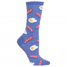 Hot Sox Eggs and Bacon Crew Socks, 1 Pair, Periwinkle, Women's 4-10 Shoe