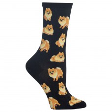 HotSox Womens Pomeranian Socks, Black, 1 Pair, Womens Shoe 4-10
