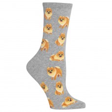 HotSox Womens Pomeranian Socks, Sweatshirt Grey Heather, 1 Pair, Womens Shoe 4-10