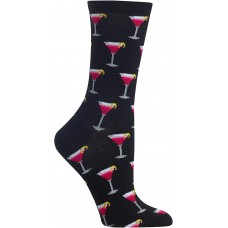 HotSox Womens Cosmo Cocktail Socks, Black, 1 Pair, Womens Shoe 4-10