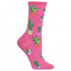HotSox Womens Potted Cactus Socks, Pink, 1 Pair, Womens Shoe 4-10