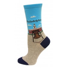Hot Sox Men's Travel Series Novelty Crew Socks, Philadelphia (Sky Blue), Shoe Size: 6-12