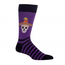 Hot Sox Men's Sombrero Sugar Skull Crew Socks 1 Pair, Purple, 6-12.5 Shoe