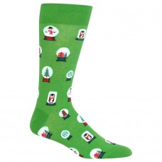 HotSox Mens Snowglobes Socks, Green, 1 Pair, Mens Shoe 6-12.5