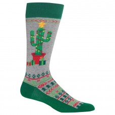 HotSox Mens Christmas Cactus Socks, Sweatshirt Grey Heather, 1 Pair, Mens Shoe 6-12.5