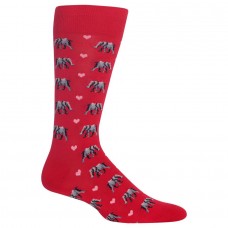 HotSox Mens Elephant Love Socks, Red, 1 Pair, Mens Shoe 6-12.5