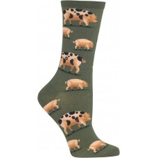HotSox Womens Spotted Pig Socks, Olive, 1 Pair, Womens Shoe 4-10