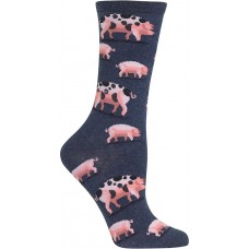 HotSox Womens Spotted Pig Socks, Denim Heather, 1 Pair, Womens Shoe 4-10