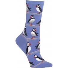 HotSox Womens Puffins Socks, Periwinkle, 1 Pair, Womens Shoe 4-10