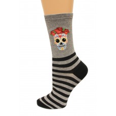 Hot Socks Sugar Skull Women's Socks 1 Pair, Sweatshirt Grey, Women's Shoe Size 9-11