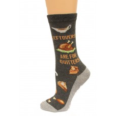 Hot Socks Leftovers Are For Quitters NSkid Women's Socks 1 Pair, Charcoal Heather, Women's Shoe Size 9-11