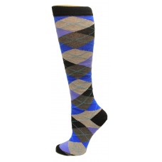 Hot Sox Women's Argyle Knee-High Socks 1 Pair, Black/Blue, Women's Shoe 4-10