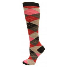 Hot Sox Women's Argyle Knee-High Socks 1 Pair, Black/Red, Women's Shoe 4-10