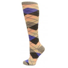 Hot Sox Women's Argyle Knee-High Socks 1 Pair, Grey/Pink, Women's Shoe 4-10