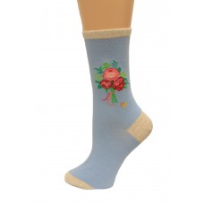 Hot Sox Women's Wedding Bliss Novelty Casual Crew Socks, Bridal Bouquet (Pale Blue), Shoe Size: 4-10 Size: 9-11