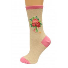 Hot Sox Women's Wedding Bliss Novelty Casual Crew Socks, Bridal Bouquet (Oatmeal Heather), Shoe Size: 4-10 Size: 9-11