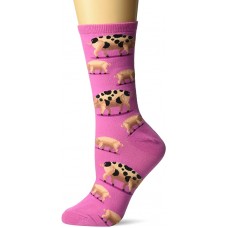 HotSox Womens Spotted Pig Socks, Pink, 1 Pair, Womens Shoe 4-10