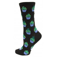 Hotsox Women's Crew Irish Cupcakes Socks 1 Pair, Black, Women's Shoe 4-10