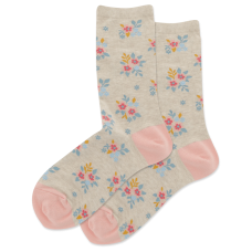 HotSox Ditzy Floral Socks, Natural Melange, 1 Pair, Women Shoe 4-10