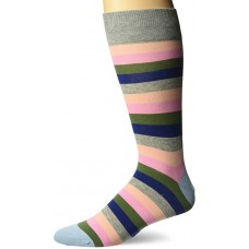 HotSox Mens Large Fun Stripe Socks, Grey Heather, 1 Pair, Mens Shoe Size 6-12.5