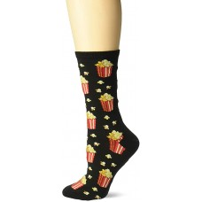 HotSox Womens Popcorn Socks, Black, 1 Pair, Womens Shoe Size 4-10