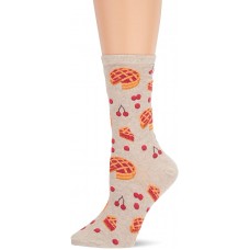 HotSox Womens Cherry Pies Socks, Natural Melange, 1 Pair, Womens Shoe Size 4-10