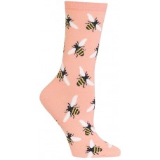 HotSox Womens Bees Socks, Blush, 1 Pair, Womens Shoe Size 4-10