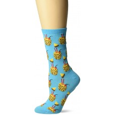 HotSox Womens Pineapple Drink Socks, Aqua, 1 Pair, Womens Shoe Size 4-10
