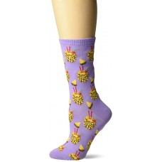 HOTSOX Womens Crew Socks Pineapple Drink 1 Pair, Lavender, Womens 4-10 Shoe