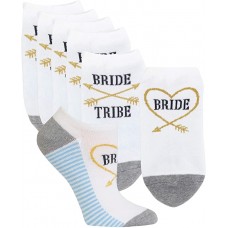 HotSox Womens Bride Bride Tribe Socks, White, 6 Pair, Womens Shoe Size 4-10