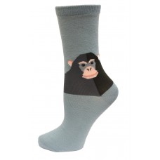 HOTSOX Kids Crew Socks MONKEY 1 Pair, Blue/Grey, Medium/Large